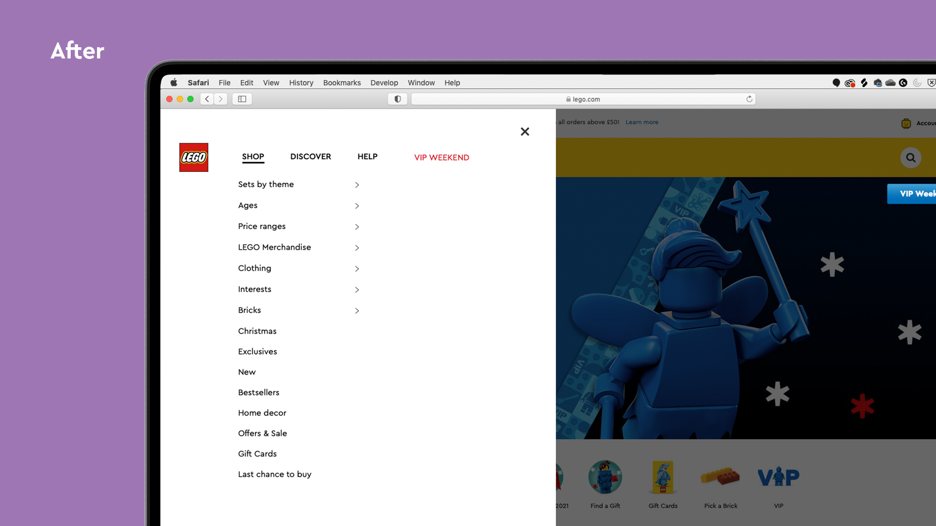 lego.com Navigation open